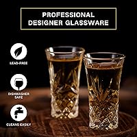 Vista 3 de Vasos de tequila con base pesada, vasos cordiales de vidrio de chupito, 2 oz (24)