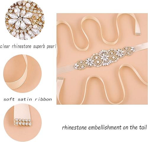 Miniatura 4 de Bridal Belt Handmade Crystal Wedding Sash Rhinestone Sash for Flower Girl Evening Dress
