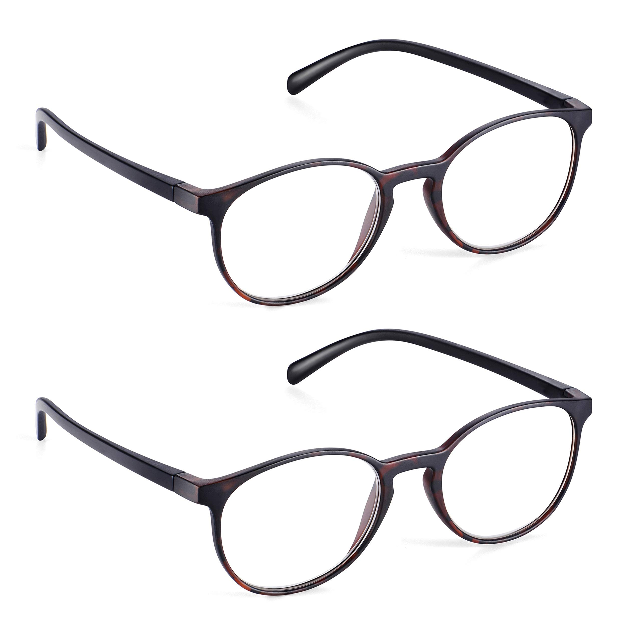 Read Optics2.5 Glasses for Reading, Mens & Womens Round Ready to Wear Readers, Non Prescription Specs, Classic Essential Eye Wear in a Value 2 Pack