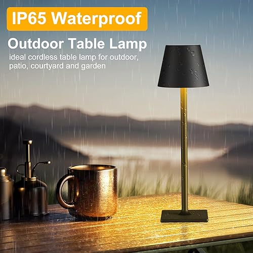 Miniatura 5 de Paquete de 2 lámparas de mesa recargables, lámpara LED inalámbrica con lámpara de escritorio LED de 6000 mAh, luz de mesa portátil al aire libre