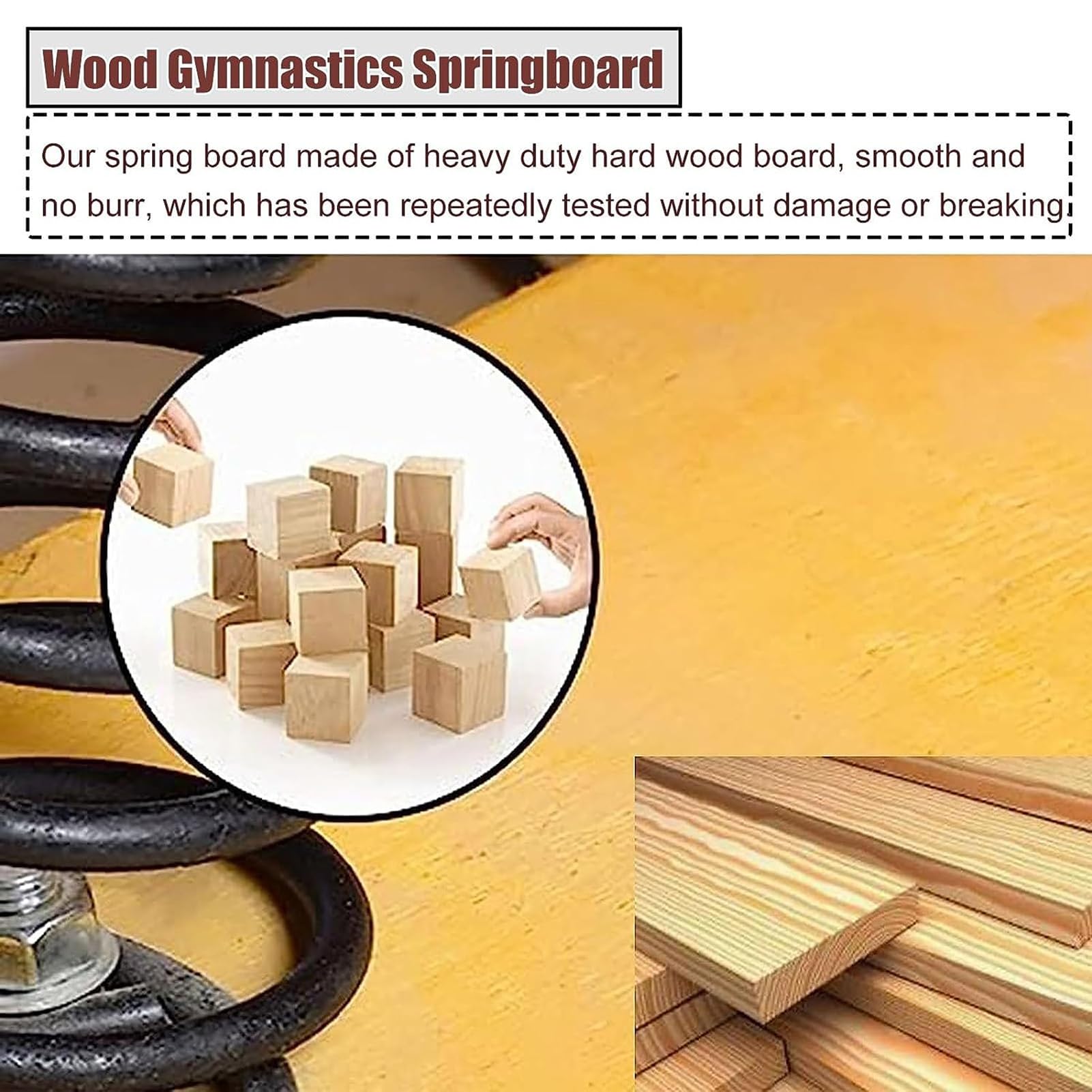 ZARBAILRE Arts Springboard, Junior Gymnastics Springboard with 2 Springs, Vault Gymnastics Bar Jump Bridge, Home Gym School Beginner Board for Kids, Load 120 Lbs