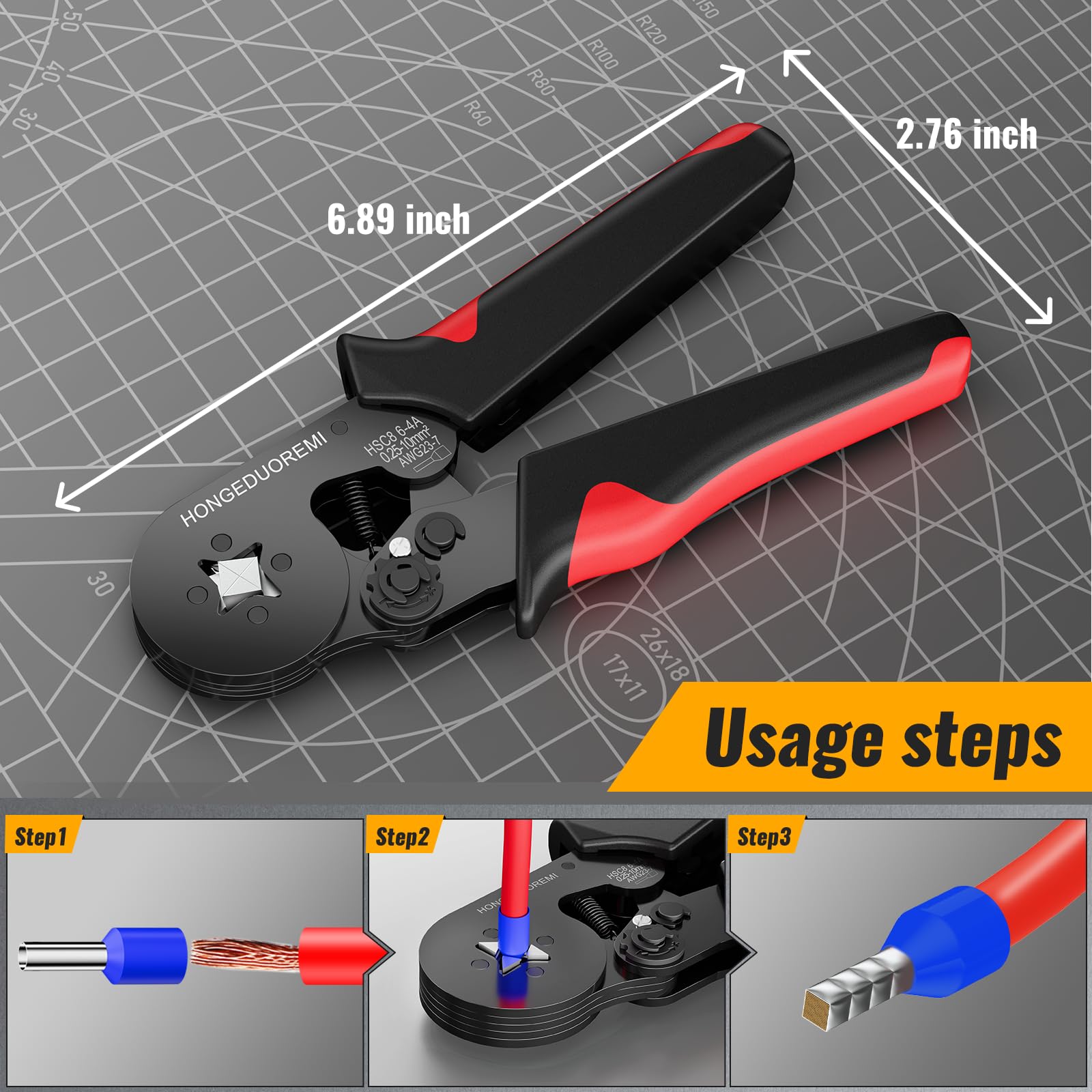 Kit de herramientas de crimpado de virola de alambre, 1800 unidades, alicates de crimpado autoajustables para 0,25-10 mm² AWG 23-7, kit de casquillos de alambre, terminales de pin,