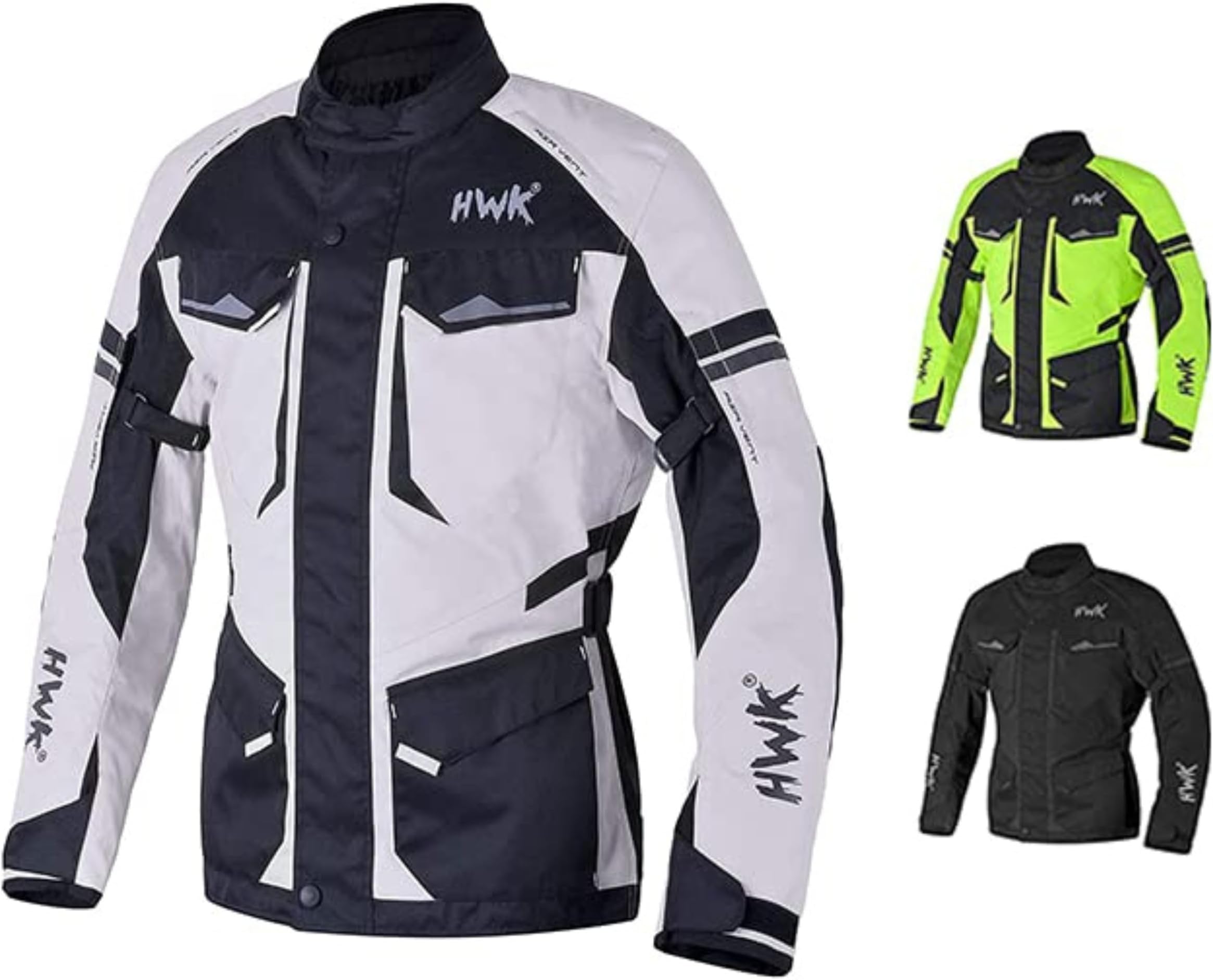 Adventure Touring Motorcycle Jacket for Men, Water Resistant Cordura Textile Biker Jacket for Men, Durable and Stylish Moto Gear with CE Armor for Enduro Motorbike Riding - Grey, Large