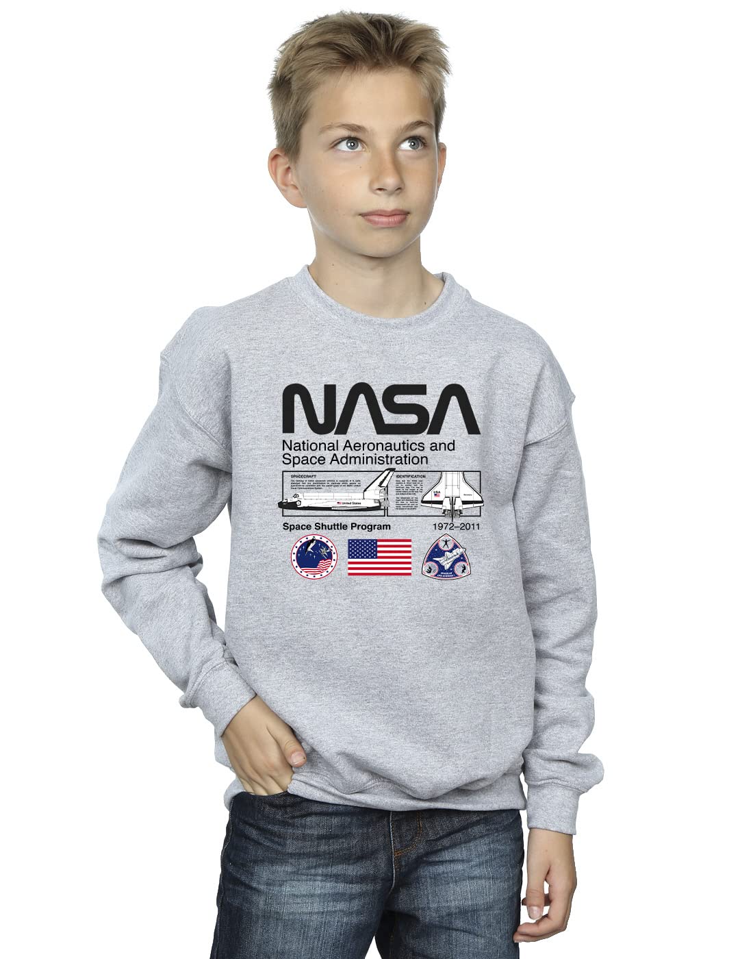 Absolute Cult Boys Sport Grey Nasa Space Admin Sweatshirt 12-13 Years