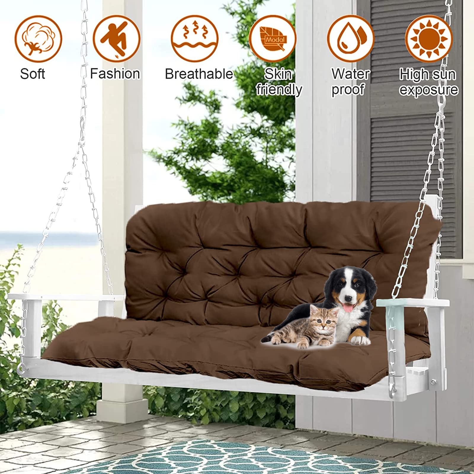 Buiten bankkussen, Swing Replacement kussens waterdicht, Dicken Patio Bank zachte schommelstoelen Pad Lounger Seat (H 40inx40inx4in(100x100x10cm))