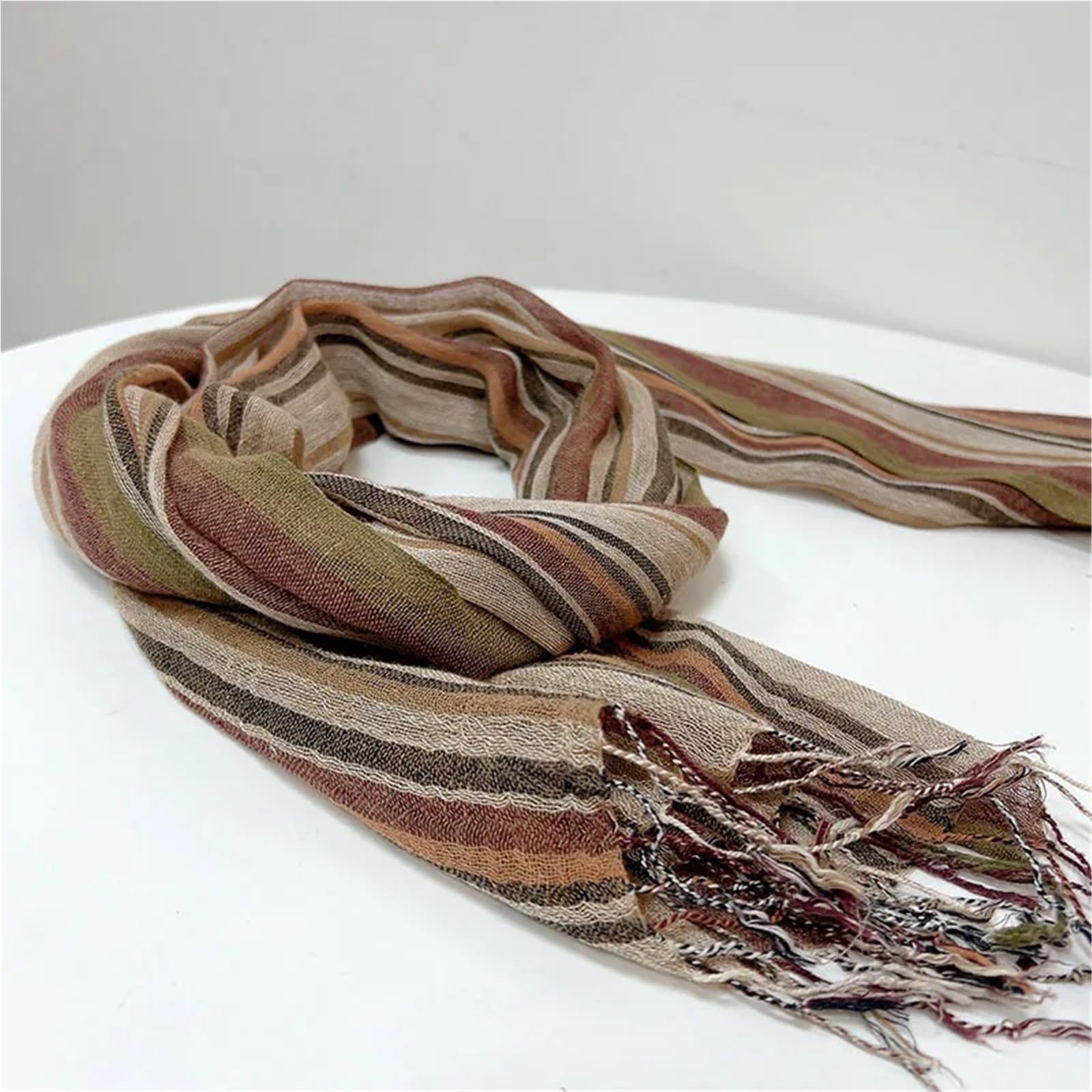 Sciarpa in Cotone e Lino Sciarpa casual a righe in misto cotone e lino