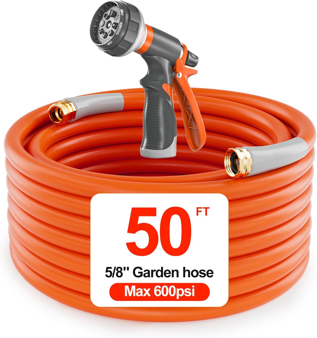 Amazon.com: Garden Hose 50 FT with 10 Function Hose Nozzle Heavy Duty ...