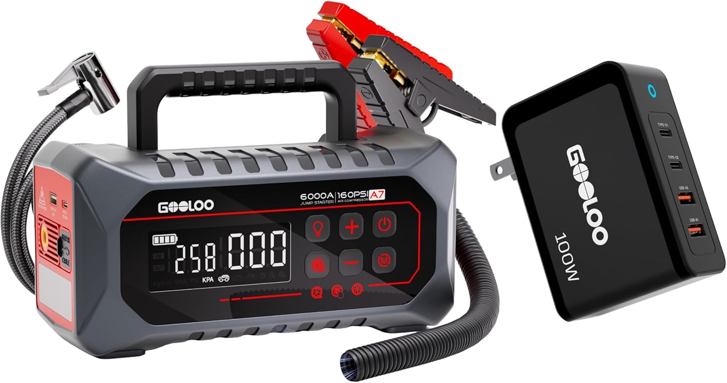 GOLOO A7 Jump Starter with Air Compressor & 100W USB C Charger