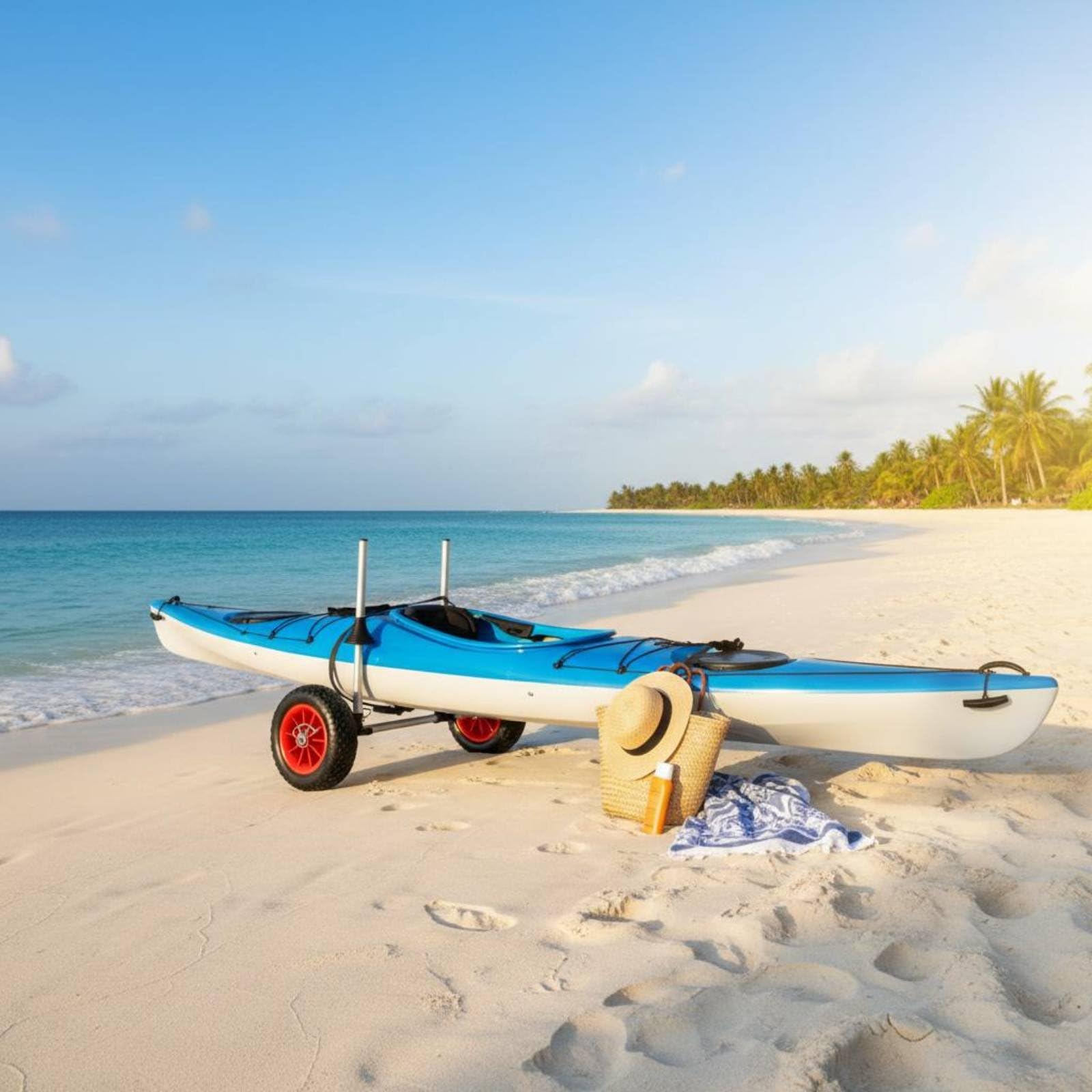harayaa Carro de Transporte de Kayak con Soporte Vertical Carrito Portakayak y Remolque Compatible con Orificios de Desagüe Marco Ajustable 8-42.5 Cm Adecuado para Playa de Orilla