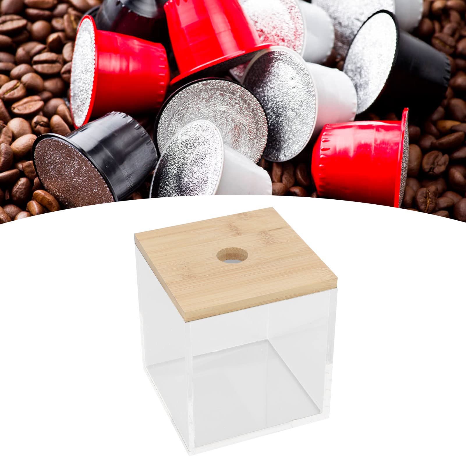 Transparente Acryl-Kaffeekapsel-Aufbewahrungsbox mit Deckel, Muschel-Design für einfachen Zugriff, nizer für Kaffeepads, Vitrine für Küchenarbeitsplatte, stilvolles Kaffee-Zubehör