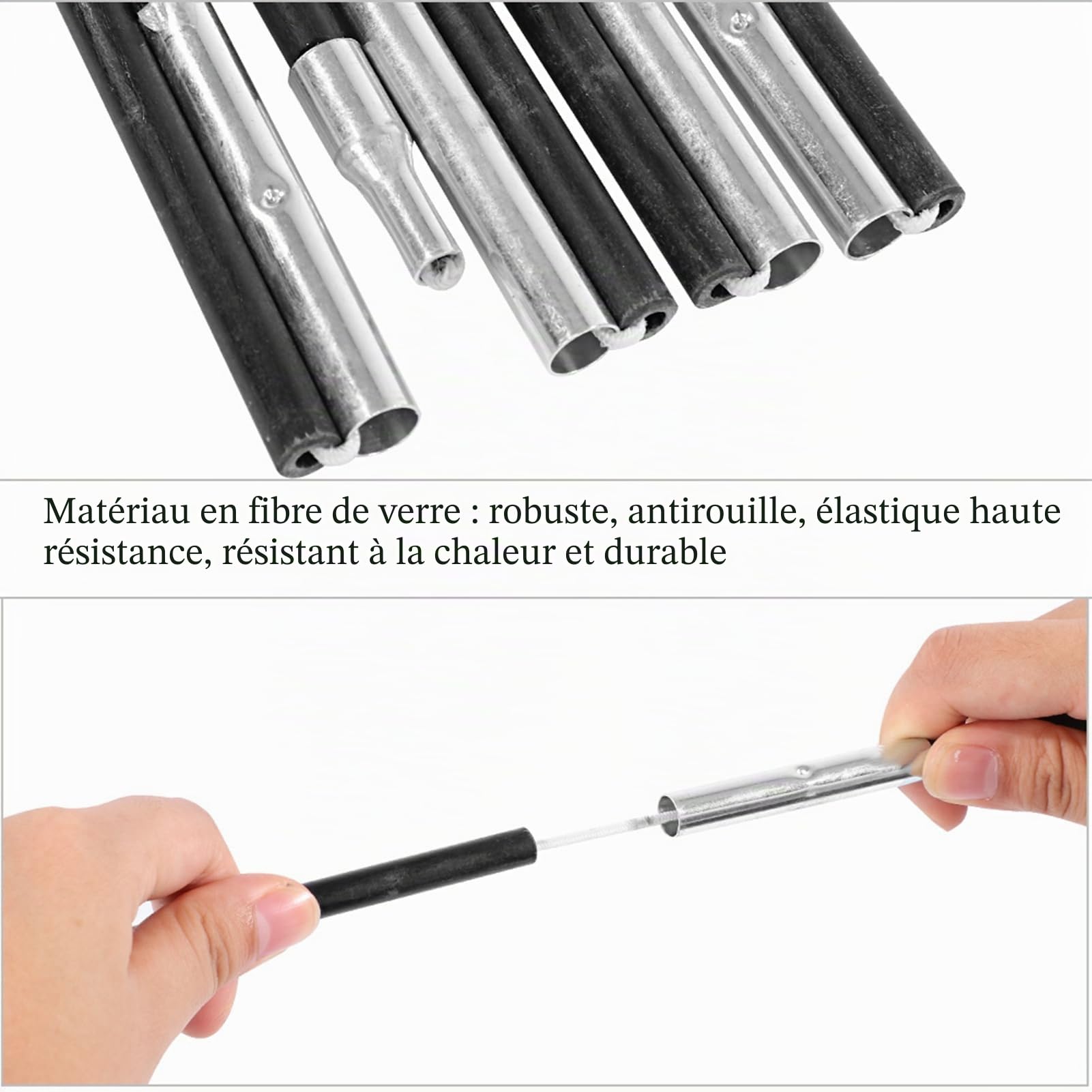 Arceau Tente 5350 L,Tige Fibre De Carbone Pour Tente,Kit De Mât De Tente De 4.9M Barree Mât De Tente De Cam En Fibre De Verre Barres Télescques Régles Kit De Cadree Tentes Légers Repment Pour La Rando