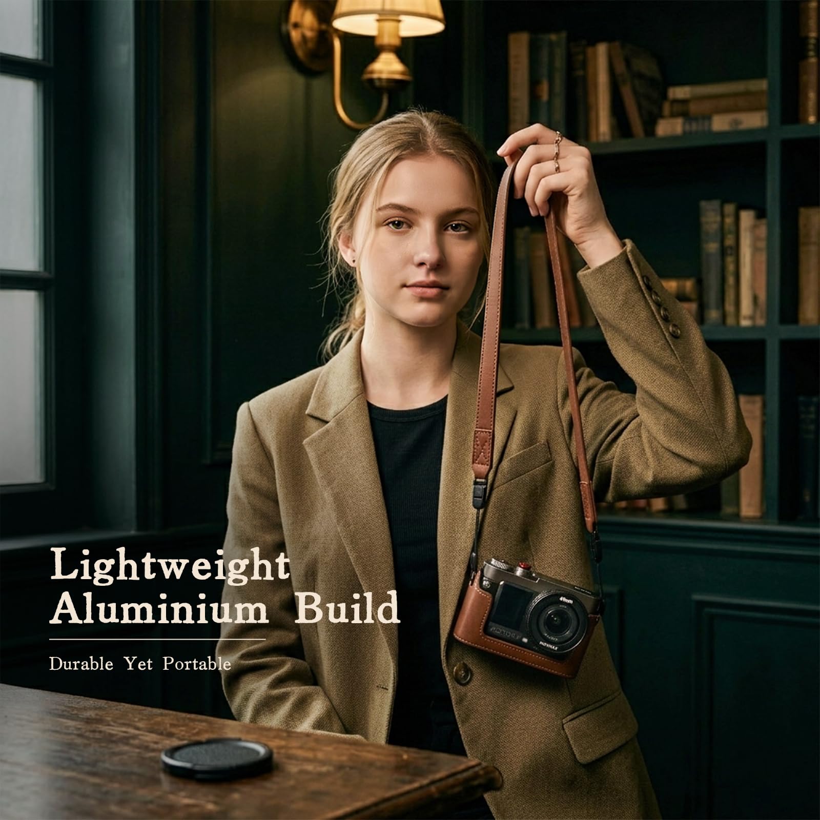 Klatka na aparat w stylu vintage z uchwytem retro do Action6, klasyczna fotografia uliczna, aluminiowa rama aparatu ręcznego z zimną stopką i uchwytem 1/4 (kompatybilna z DJI Action 6)