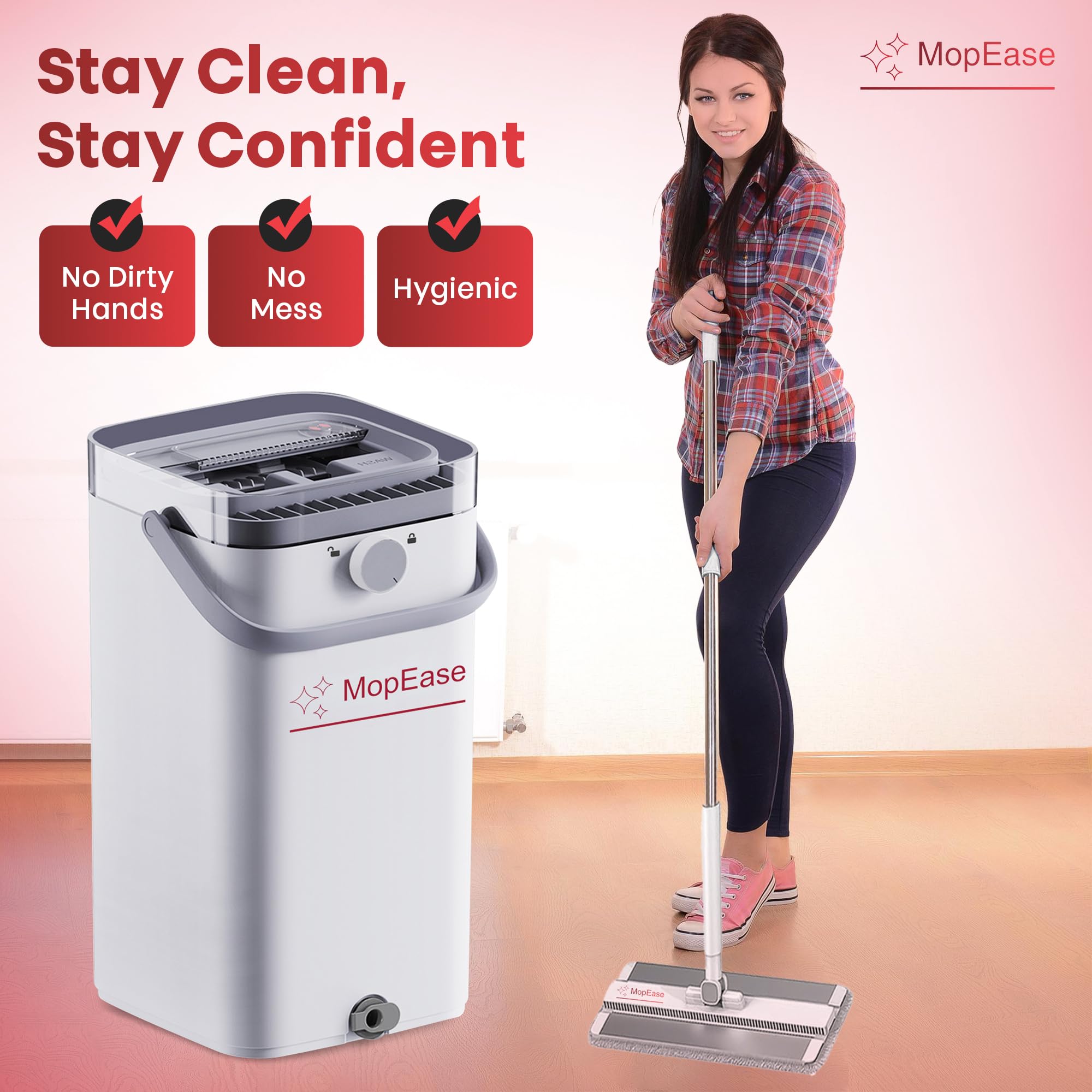 Mop Plate Et Seau - Innovant Sépare L'eau Propre Et Sale | Sortez Le