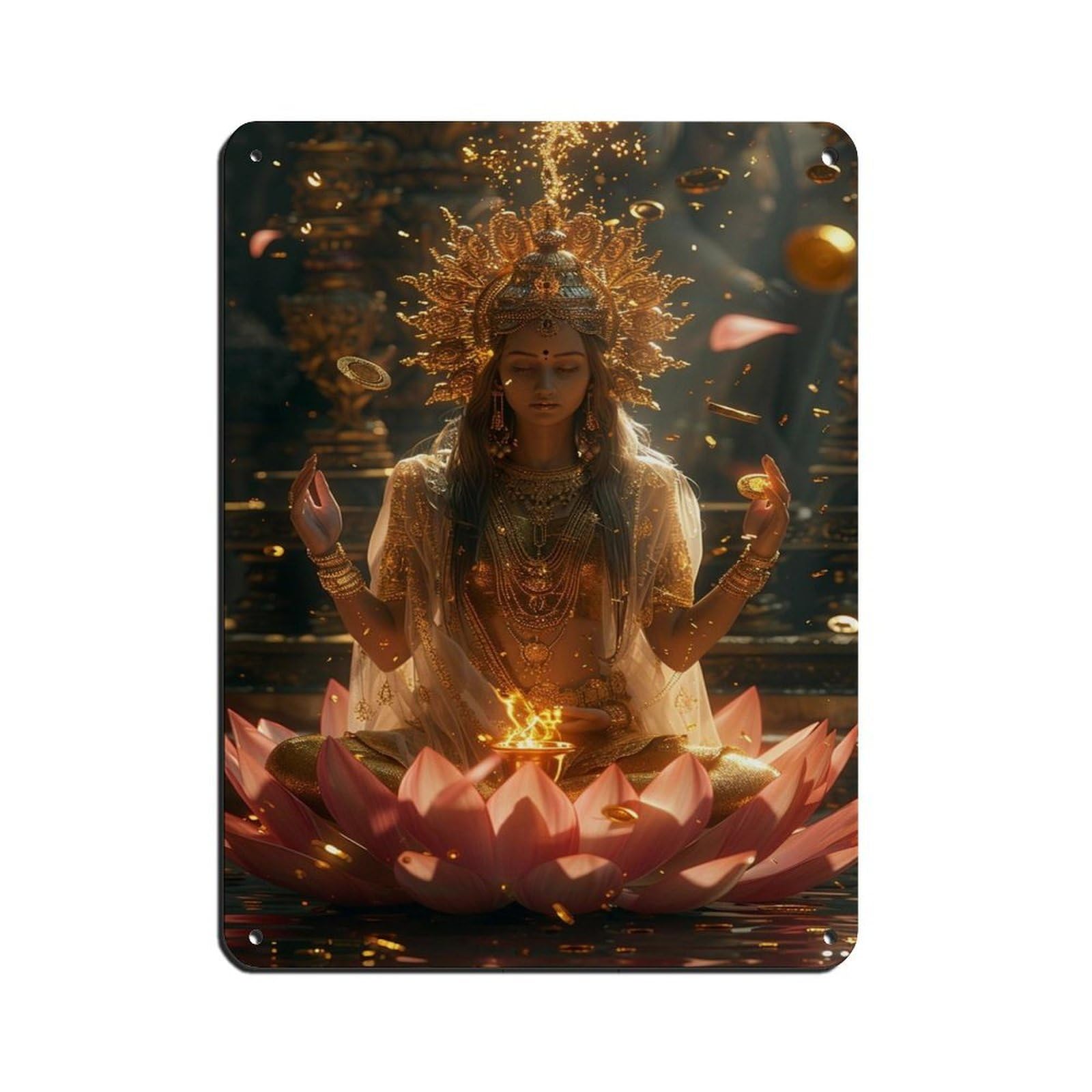 Goddess Art, Lakshmi Art (2) Tin Sign Vintage Metal Pub Club Cafe Bar Home Wall Art Decoration Poster Retro 12x16inch(30x40cm)