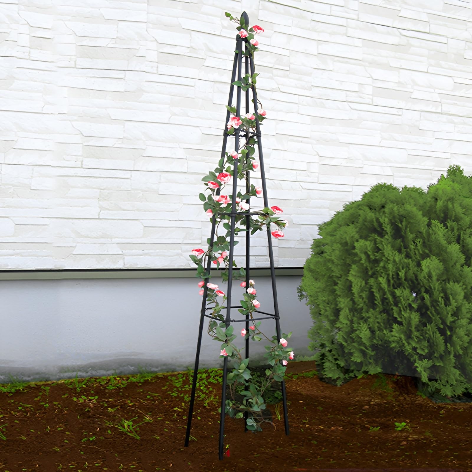 Metal Obelisk Garden Trellis 120cm 160cm Climbing Plants Support Netting, Rose Cage for Outdoor Zucchini Vegetables Tomato Flowers(120cm)