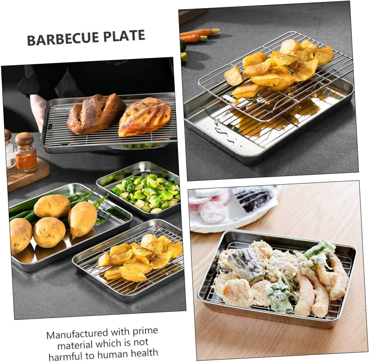 Alipis 2sets Stainless Steel Baking Rack for Cooling and Draining Multifunctional Kitchen Storage Trays for Frying Grilling and Barbecuing