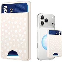 Stronger Magnetic Card Slot Wallet for iPhone 17/16/15/14/13/12 Series Not for 13/12 Mini, Polka Dots Pattern Hard Card Holder Fit 3 Cards Compatible with Magsafe Accessories, White