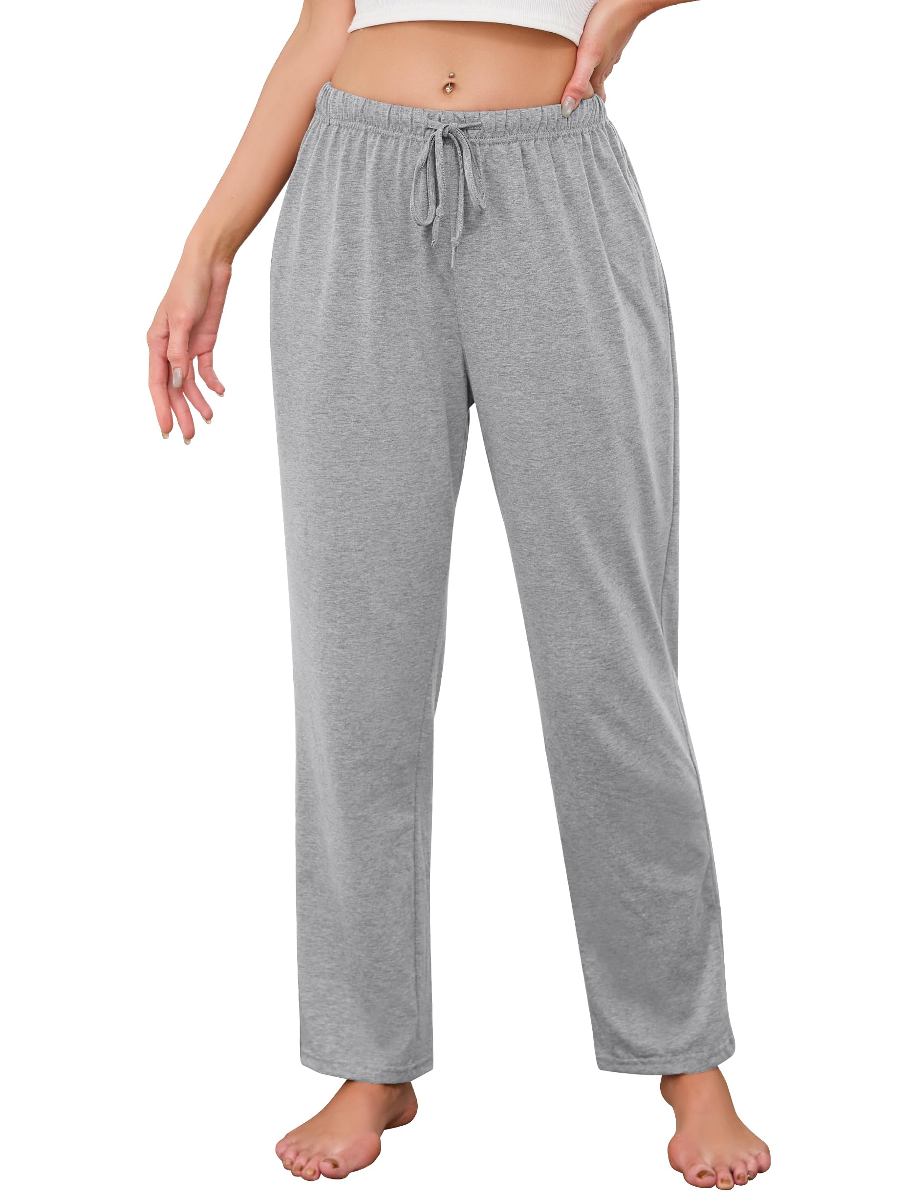 Vlazom Pantaloni del Pigiama Donna Cotone Invernali Pantaloni da Notte Morbido con Tasche e Vita Regolabile