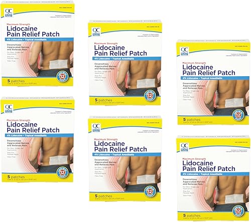 Quality Choice parche de alivio del dolor de lidocaína de máxima resistencia 5 parches 394 x 55 pulgadas paquete de 6