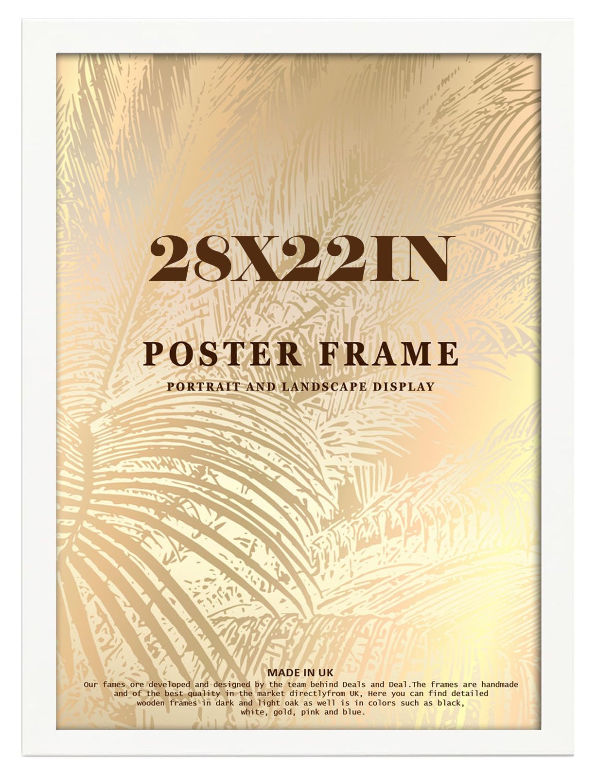 DEALS ON DEAL Premium White Poster Frame 28x22 inches – Strong MDF Wood Frame 71.12x55.88 cm Picture Jigsaw Puzzle Frame with Shatter-Proof Acrylic Front, Home & Office Wall Décor