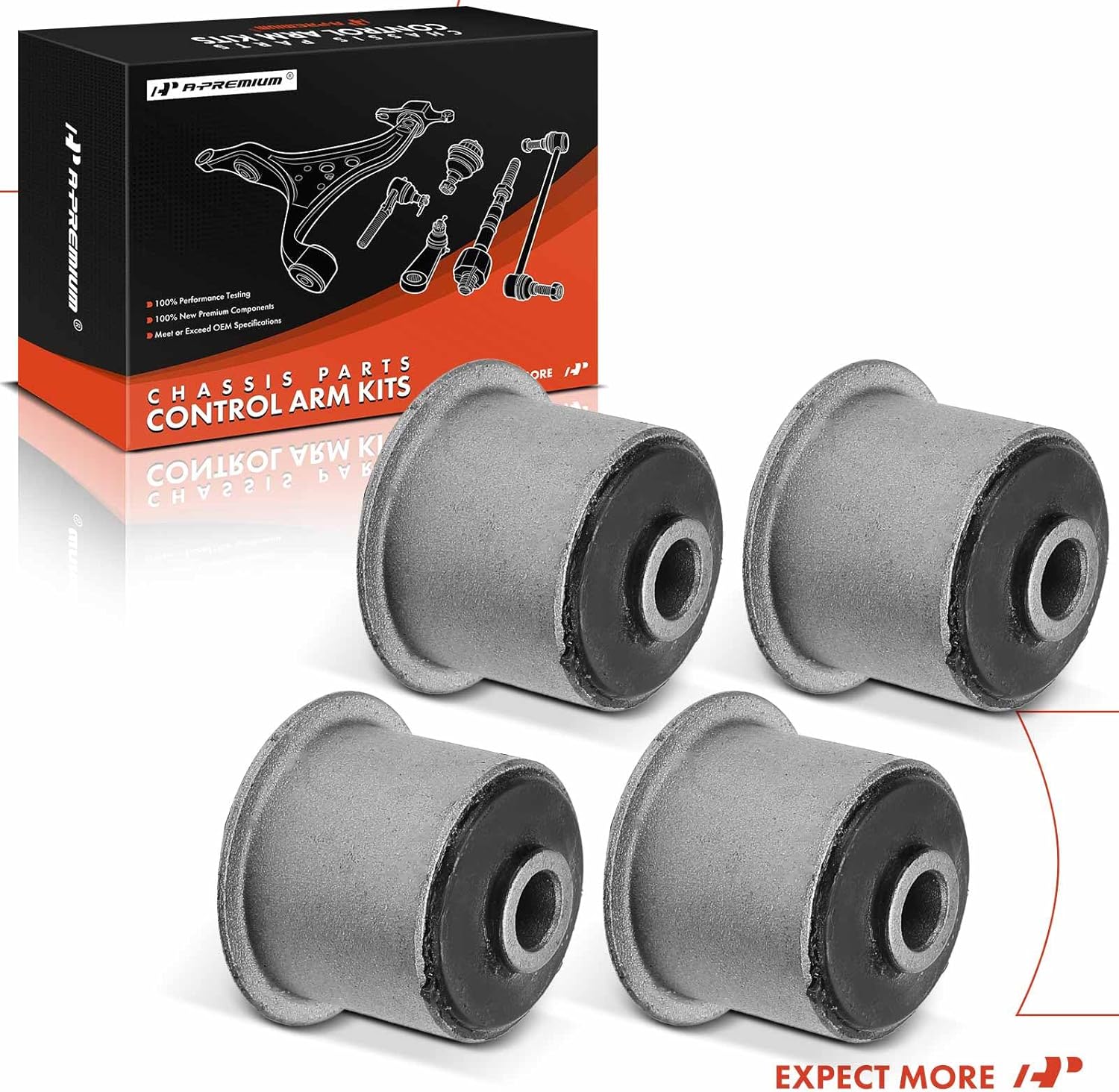 A-Premium 4 x Front Upper Control Arm Bushing Kit, Compatible with Jeep ZJ Series Grand Cherokee 2005-2010, XK Series Commander 2006-2010