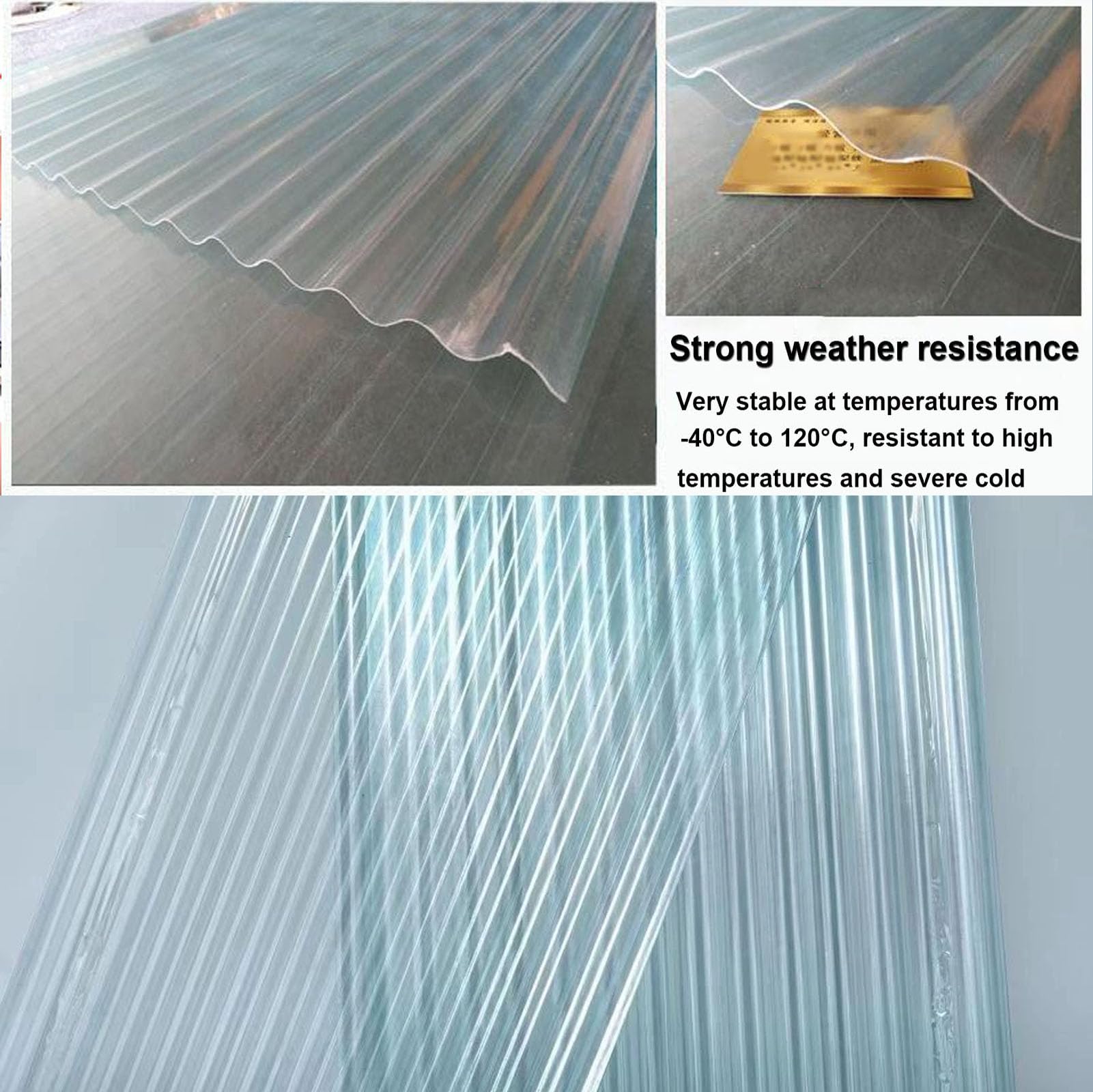Planchas Transparentes Tejados, 1mm FRP Con Resistencia A Los Rayos UV, Chapa Ondulada Para Invernaderos, Placa De Techo Trapezoidal A Prueba De Lluvia, Garaje Corrugado (0.9×1.7m/35×67in,1pcs)
