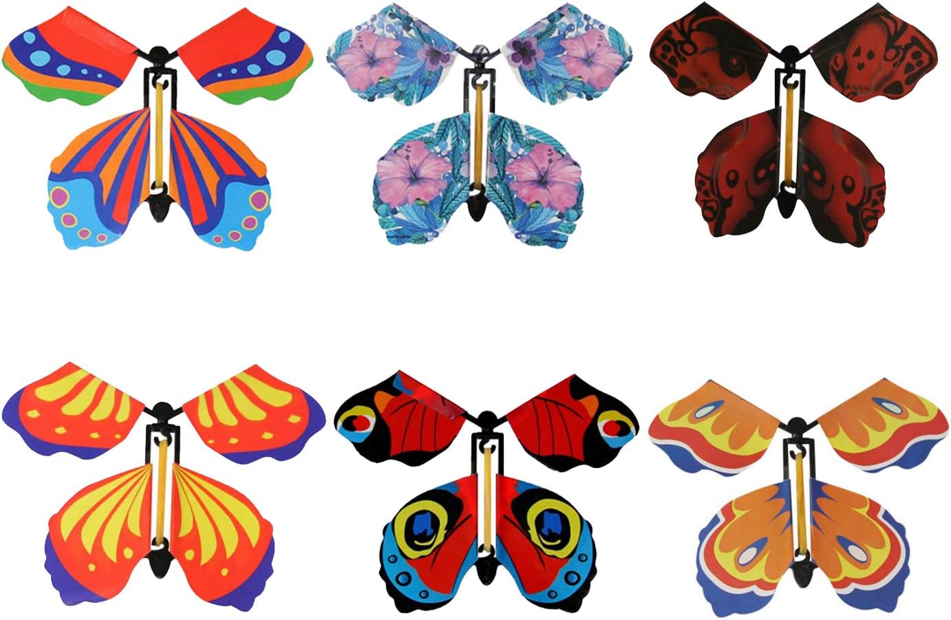 Modpion 18 Pieces Magic Fairy Flying Butterfly Rubber Band Powered Wind up Butterfly Toy for Surprise Gift or Party Playing