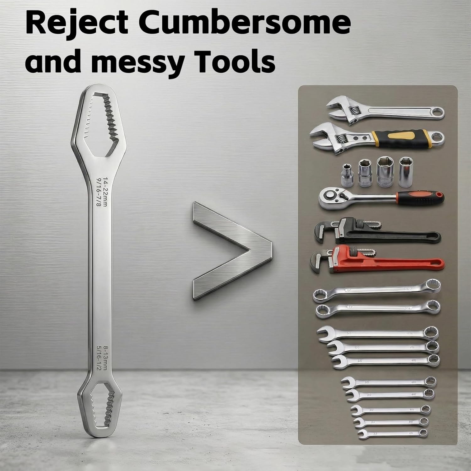 Universal Self Adjusting Wrench, Double-Ended Self-Tightening Adjustable Universal Wrench 3mm-22mm, Chrome Vanadium Steel for Car, Home, Bike, Plumbing, Garage, Outdoor Mechanical Repair