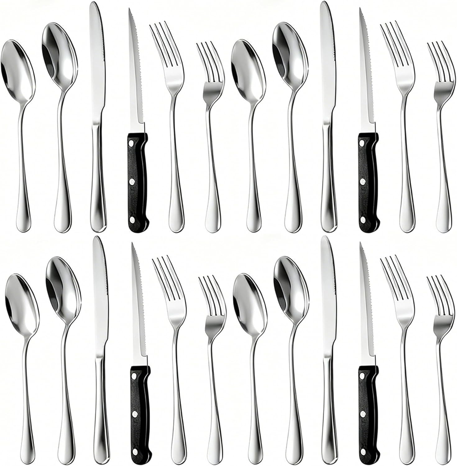Sierware Set for 4 with Steak Knives, Flatware Cutlery Set, Stainl