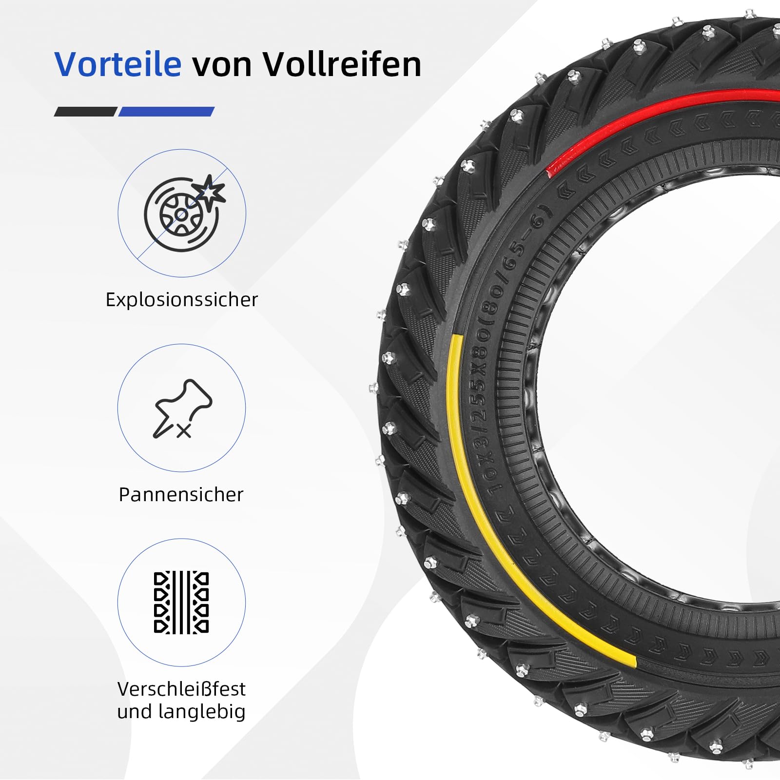 ulip 10 Zoll Offroad Reifen mit Verdickt Schlauch für Zero 10x Kaabo Wolf Warrior Mantis Scooter 80/65-6,255 * 80 tire, Super Grip und Anti-Rutsch, Komfortables Fahrgefühl,unebene Straßen im Freien