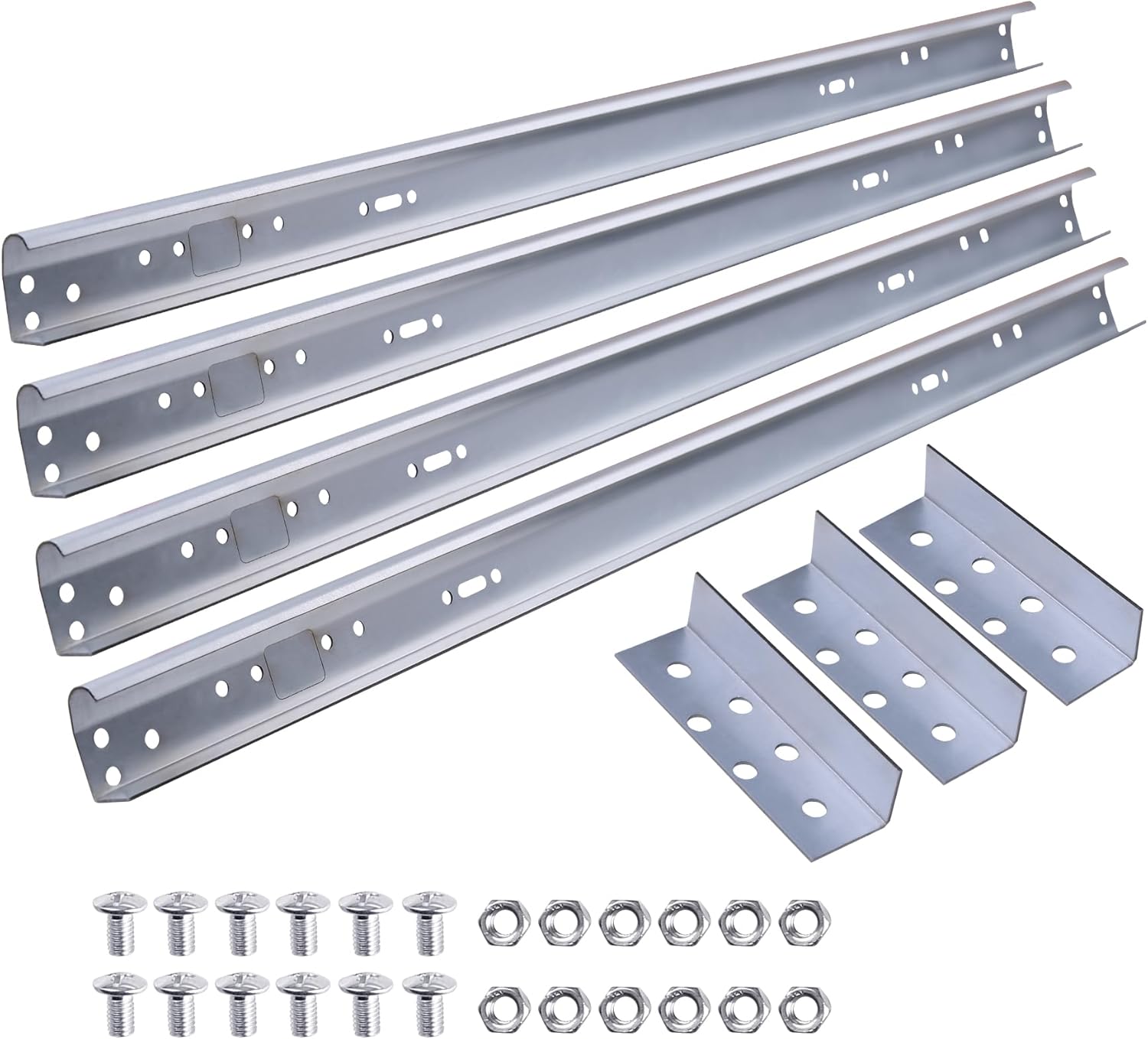 Heavy Duty 1 Pair Garage Door Vertical Track Kit with Connecting Plates and Screws, 7ft Galvanized Steel, 76" Length, Fits 2" Rollers, 4x38"