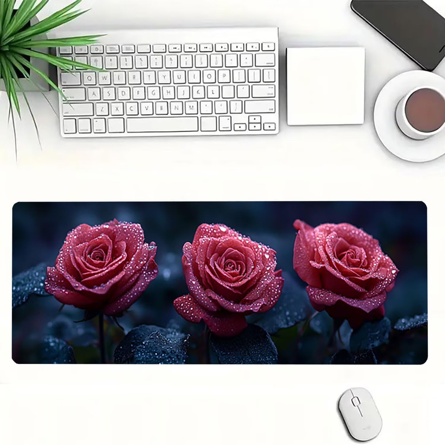 Podkładka pod mysz XXL kwiat roślina podkładka pod mysz XXL - 1400 x 600 x 3 mm - duża podkładka pod mysz do szycia, wodoodporna i antypoślizgowa, do PC, laptopa - poprawia dokładność i szybkość
