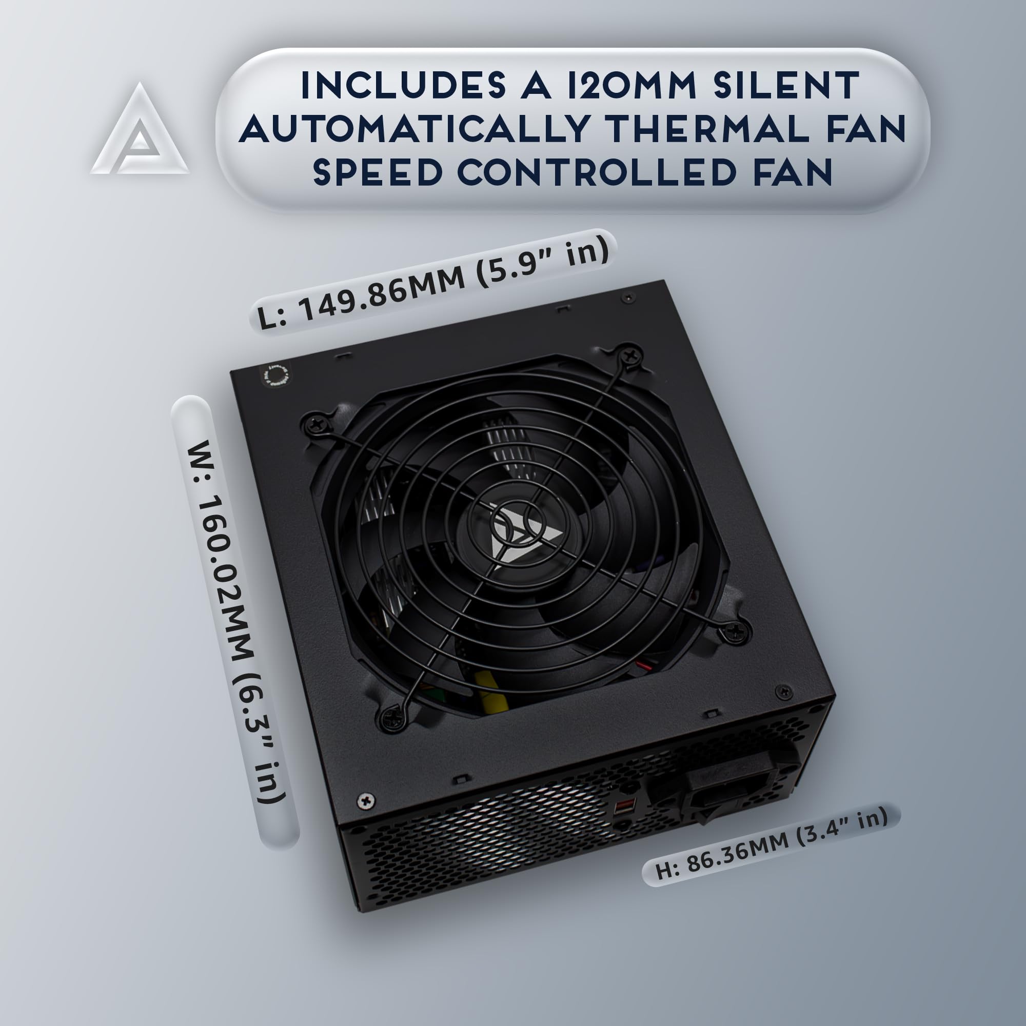APEVIA ATX-SP700 Spirit ATX Fuente de alimentación con ventilador de 120 mm controlado por calor automático, interruptor de 115/230 V, todas las protecciones
