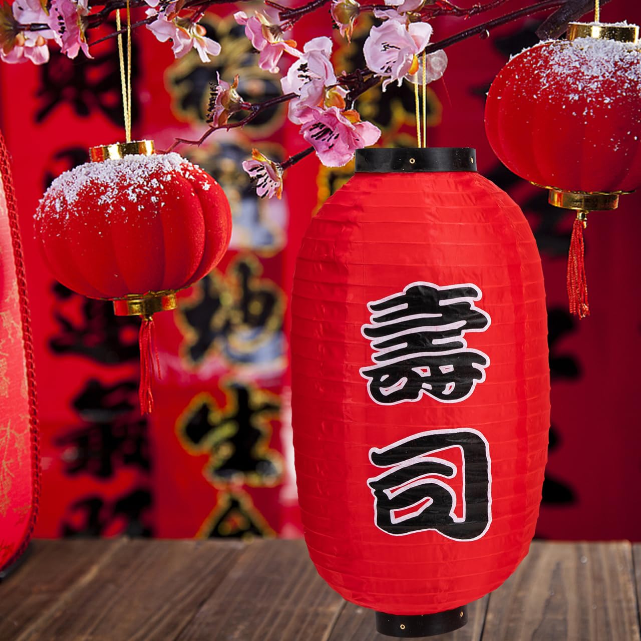 4 Pièces Lanterne Lampe En Papier Mini Japonaise Lampe De Table De Japonaise Suspendu Ornements Rouge Ornement Rouge Lampe Japonaise Sushi Extérieur Plastique Pendentif