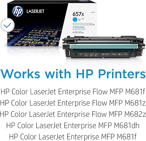 Miniatura 2 de HP Cartucho de tóner cian de alto rendimiento 657X  Funciona con HP Color LaserJet Enterprise MFP M681, M682 Series  CF471X