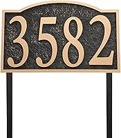 Vista 10 de Señal de dirección montada en césped - Letrero personalizado de número de casa con 2 estacas sólidas de metal, números de dirección para exteriores