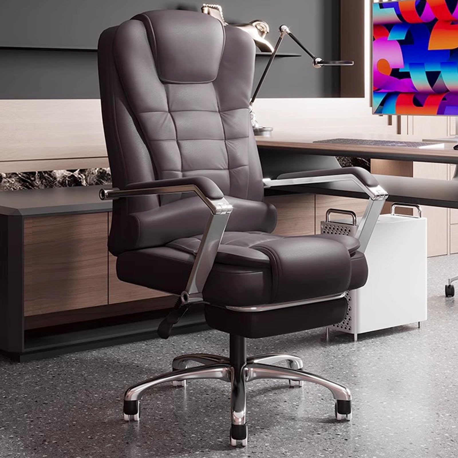Sedia da gioco ergonomica in pelle PU con braccio regolabile di collegamento supporto lombare sollievo dalla fatica, ideale per casa, ufficio, giochi e sessioni di studio.