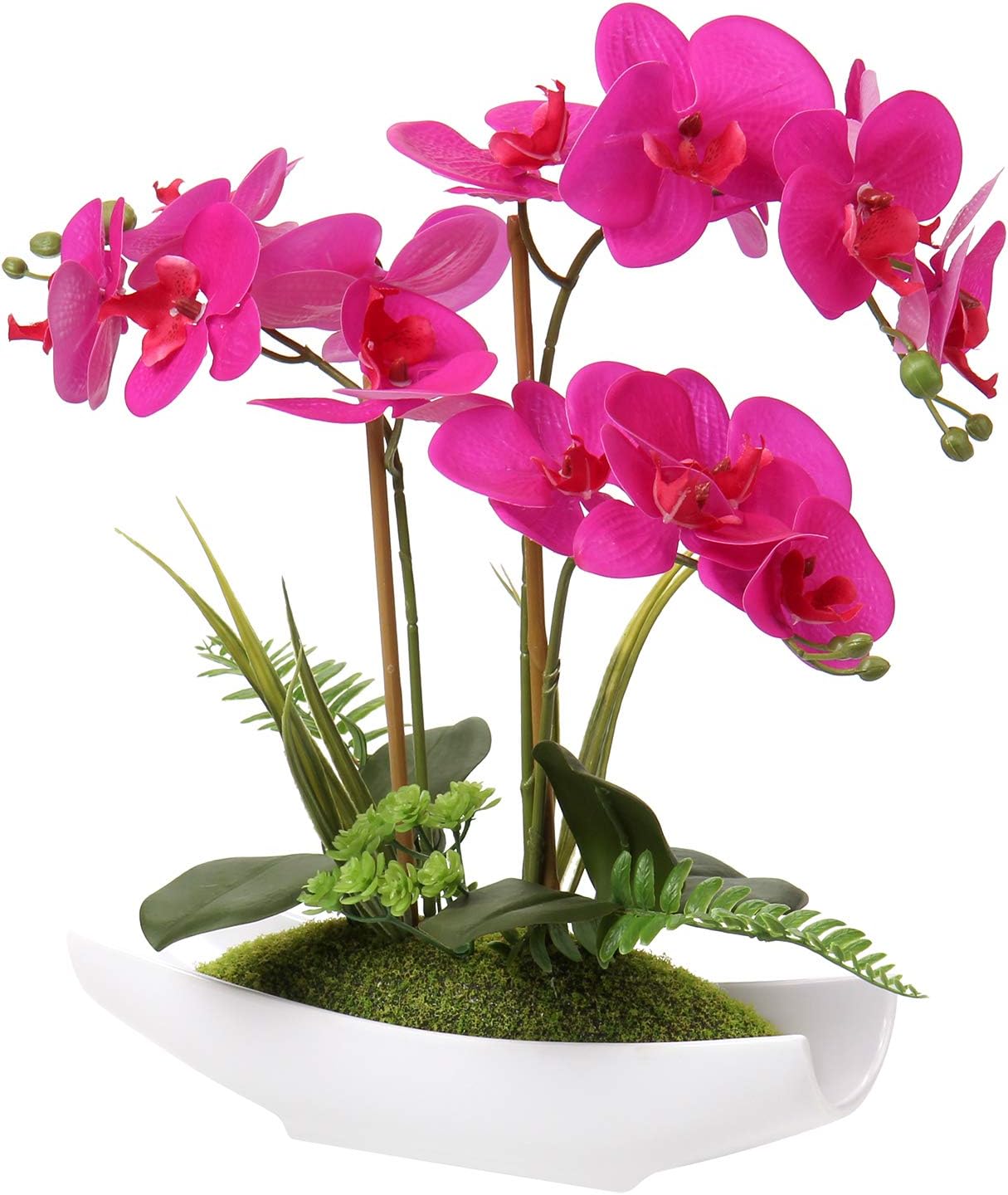 Orchids Artificial Flowers 15" Large Fake Orchid Purple Phalaenopsis Orchid Flower Arrangements