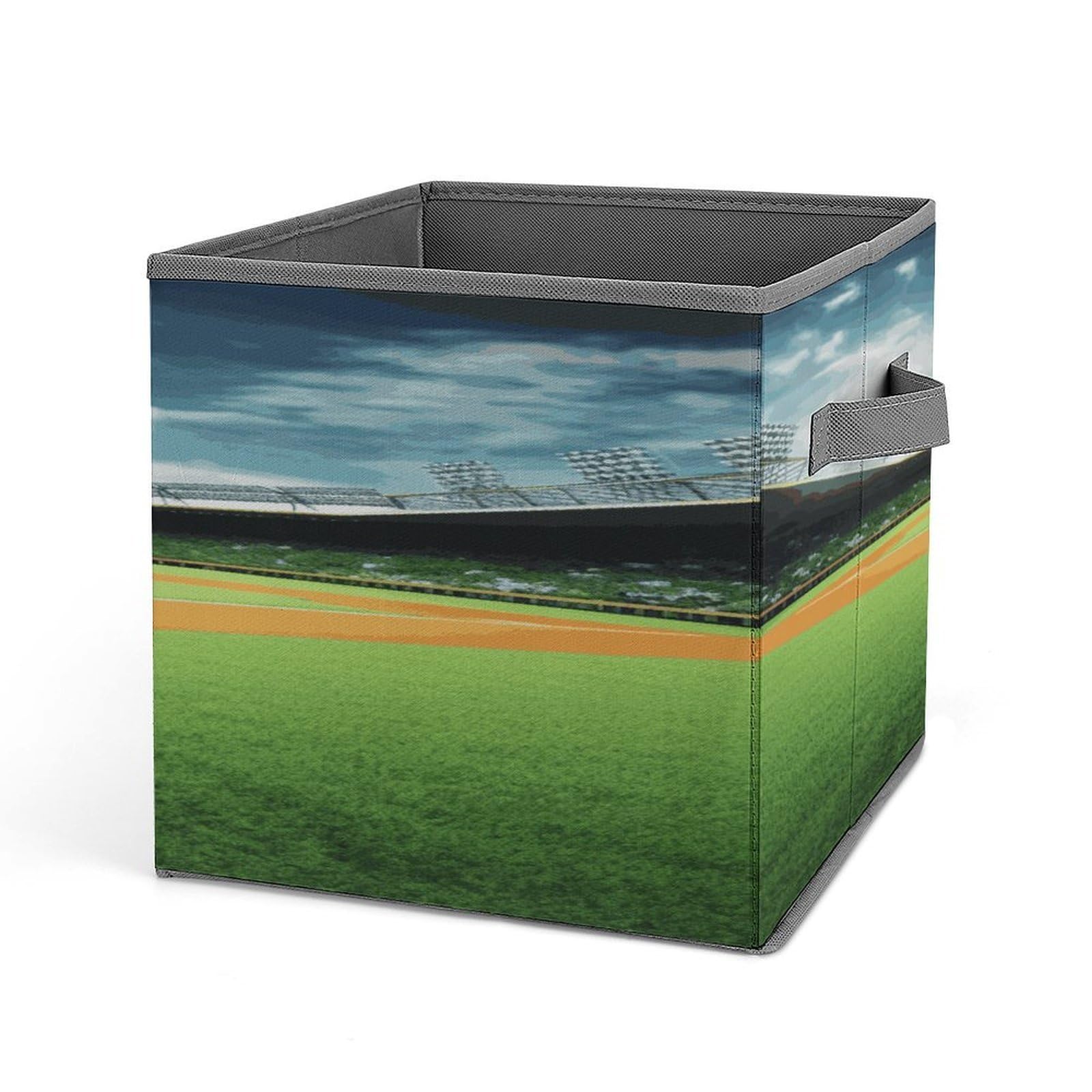 Fekiloot Style Green Baseball Field Backdrop Storage Bins Storage Baskets