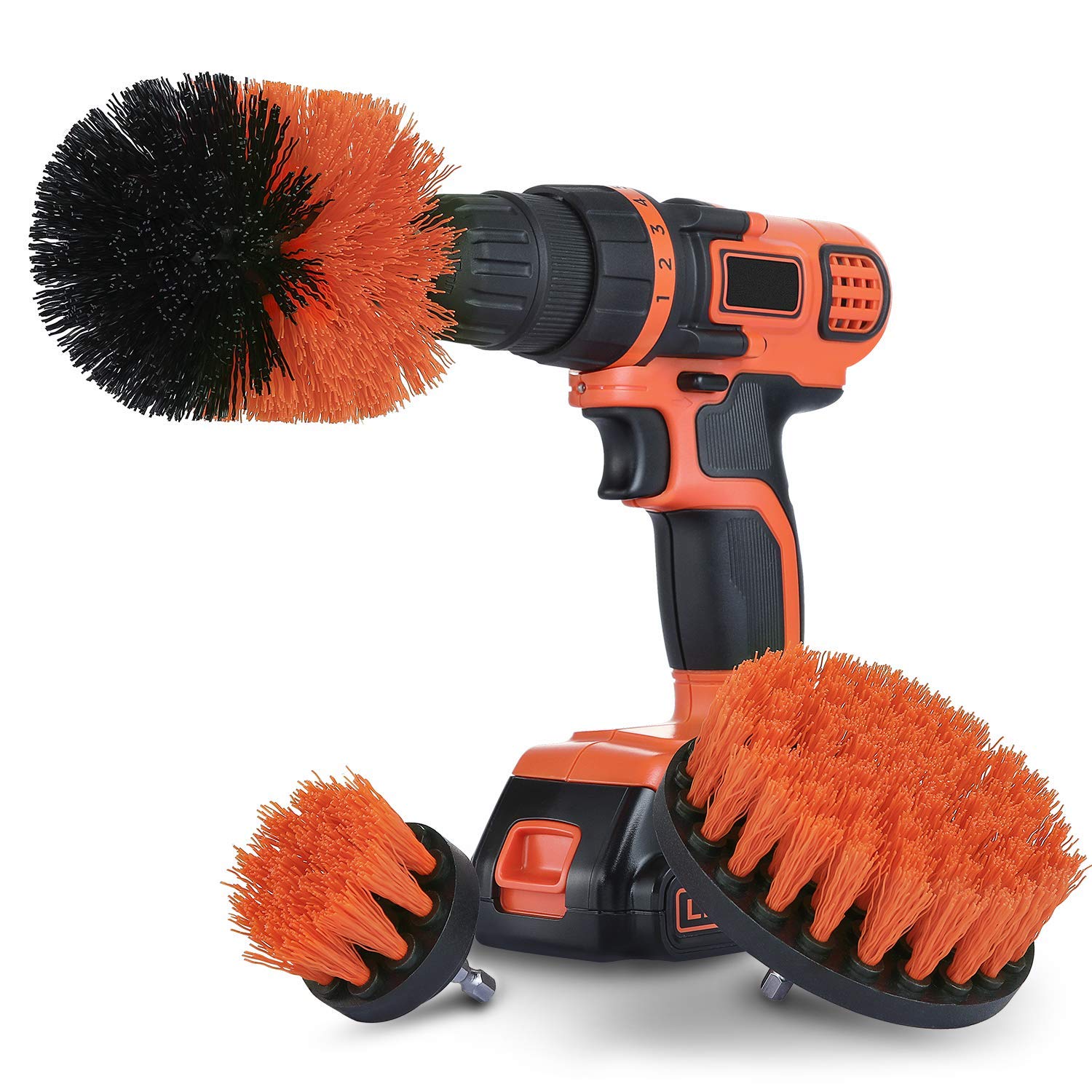 Drill Brush New Quick Change Shaft Heavy Duty Outdoor Stiff Bristle Power Scrub Brush Kit by HUAWELL