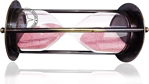 Miniatura 1 de Temporizador de arena de latón antiguo, reloj de cristal de arena de cristal marítimo, mejor para regalo, 6 pulgadas