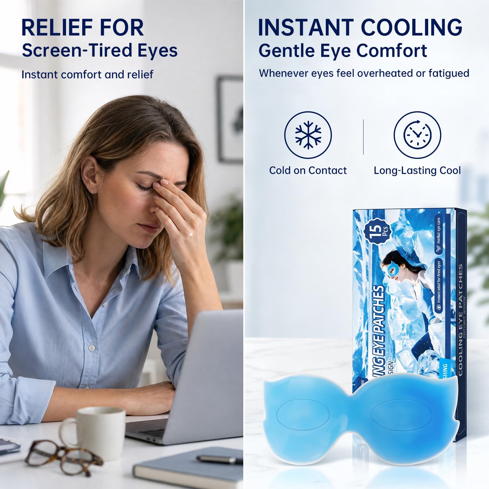 Self Cooling Mask for Sleeping, Cold Eye Mask (15 Masks) — Amazon image 6