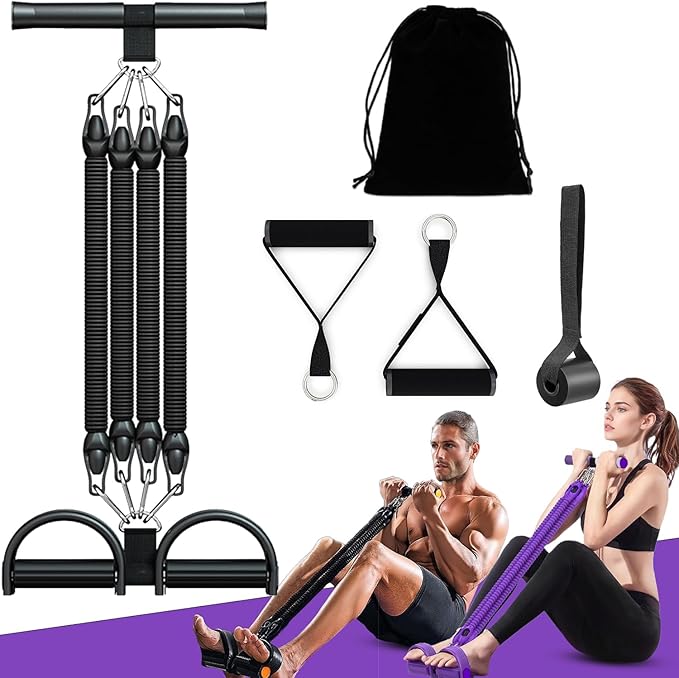 2026 Upgrade Foot Pedal Resistance Band, Adjustable 4-Tube P