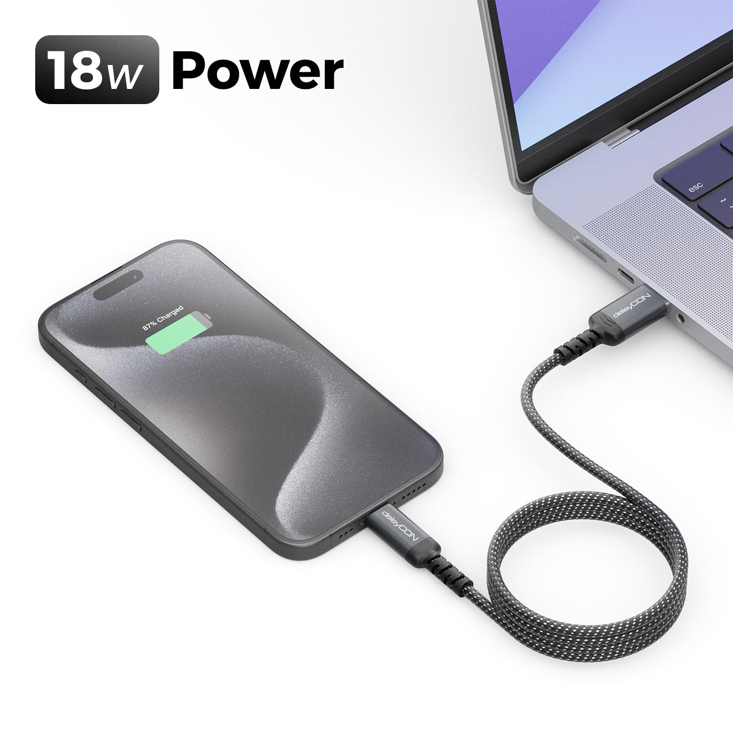 deleyCON 1m Cavo USB-A a USB-C Cavo di Ricarica e Dati per iPhone 17 15 16 Pro Max Air Galaxy A16 A56 S25 S24 S23 Pixel iPad Pro Air Tablet AirPods Notebook Switch PS5