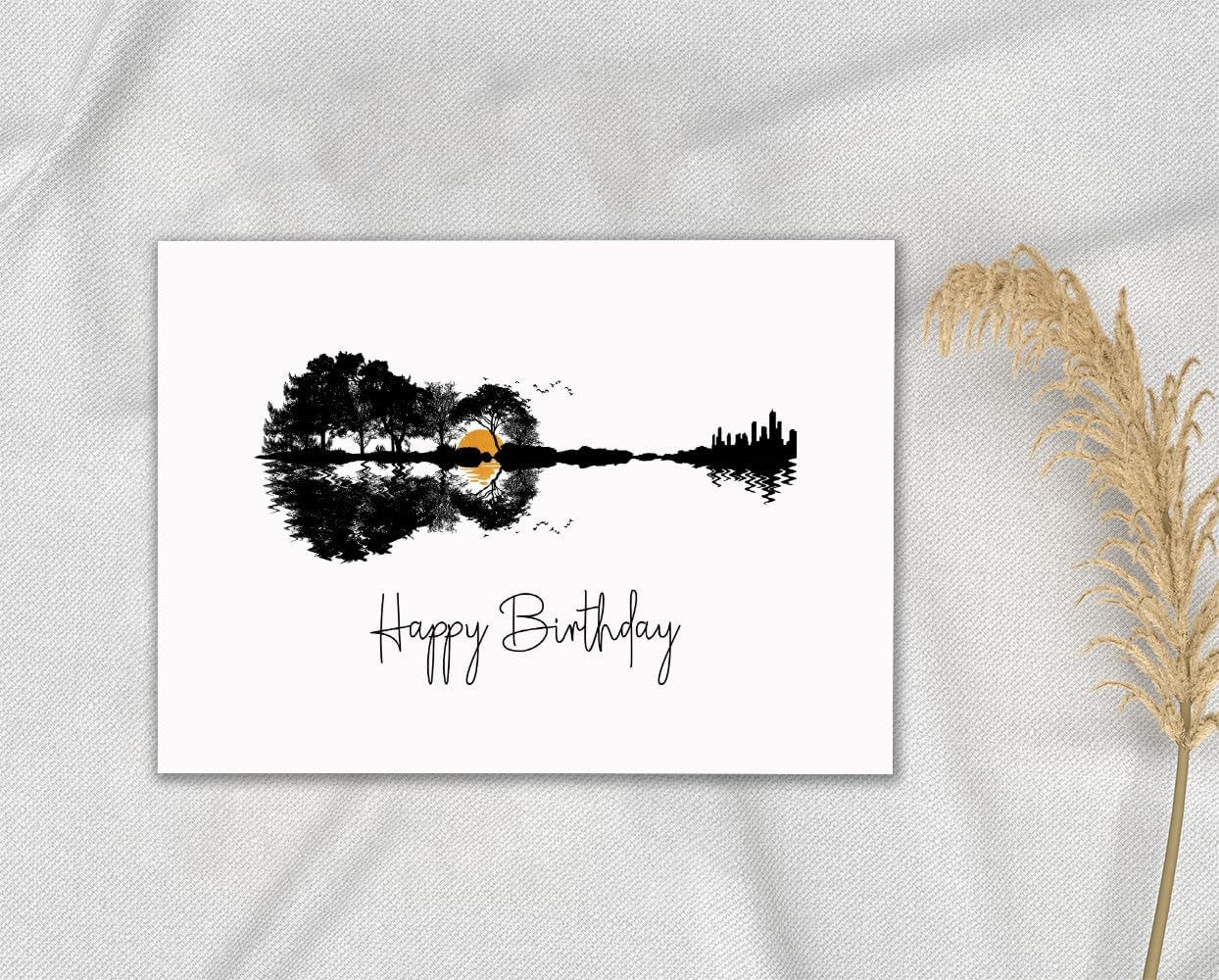 Forest Guitar Card - Happy Birthday Guitar Card - Modern Music Greeting Card - Image 3