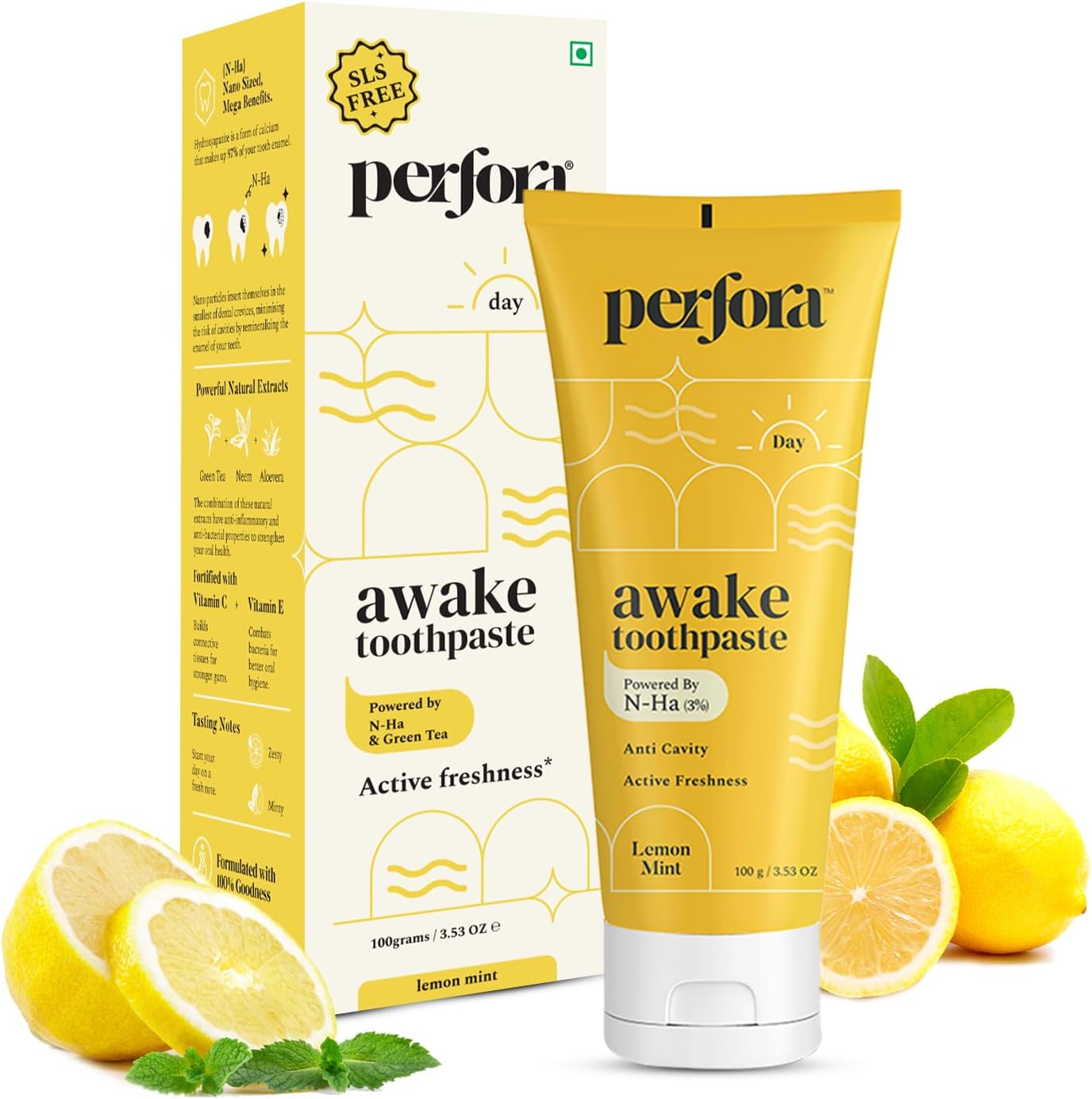 Perfora Awake Toothpaste Active Freshness Cavity Prevention Vitamin