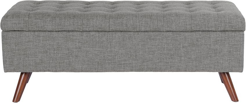HomePop 48" Modern Tufted Storage Bench - Medium Gray