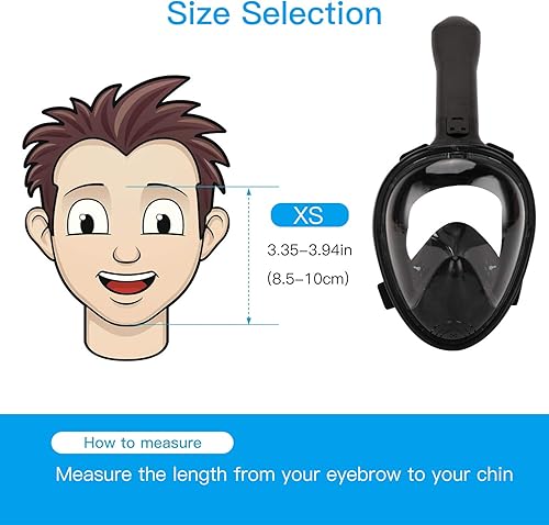 Miniatura 4 de Oumers Máscara de esnórquel de cara completa para niños, juego de máscara de esnórquel con vista panorámica de 180 grados con sistema de respiración