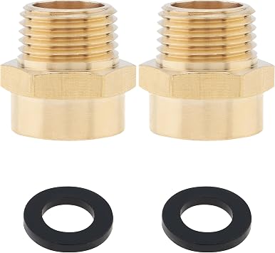 2 pcs 1/2 inch G Female x 1/2 inch NPT Male Adapter Brass Pipe Fittings Hex Nipple for Industrial Piping, Oil, Pipe Thread Adapter