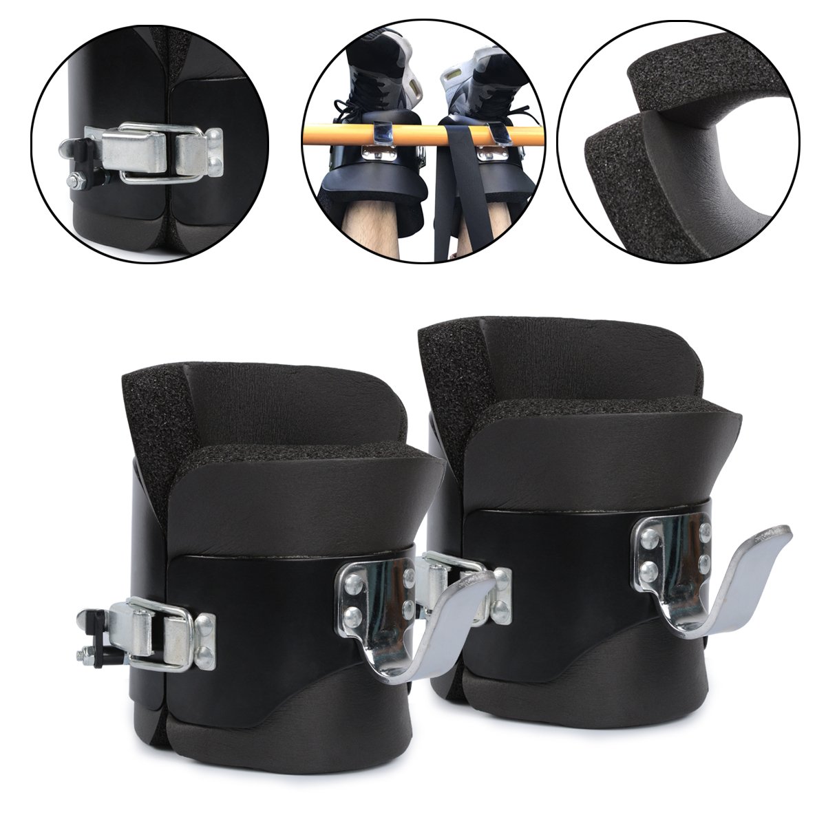 Bottes d'inversion anti-gravité, pour abdominaux, compression, soulagement du stress, exercices de fitness, exercices et thérapie, avec 2 crochets